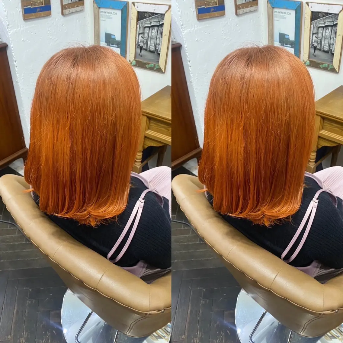 ミディアム カラー オレンジ カット ヘアカラー トリートメント 💎ハイトーン/艶 カラー モエカ💎のヘアスタイル
