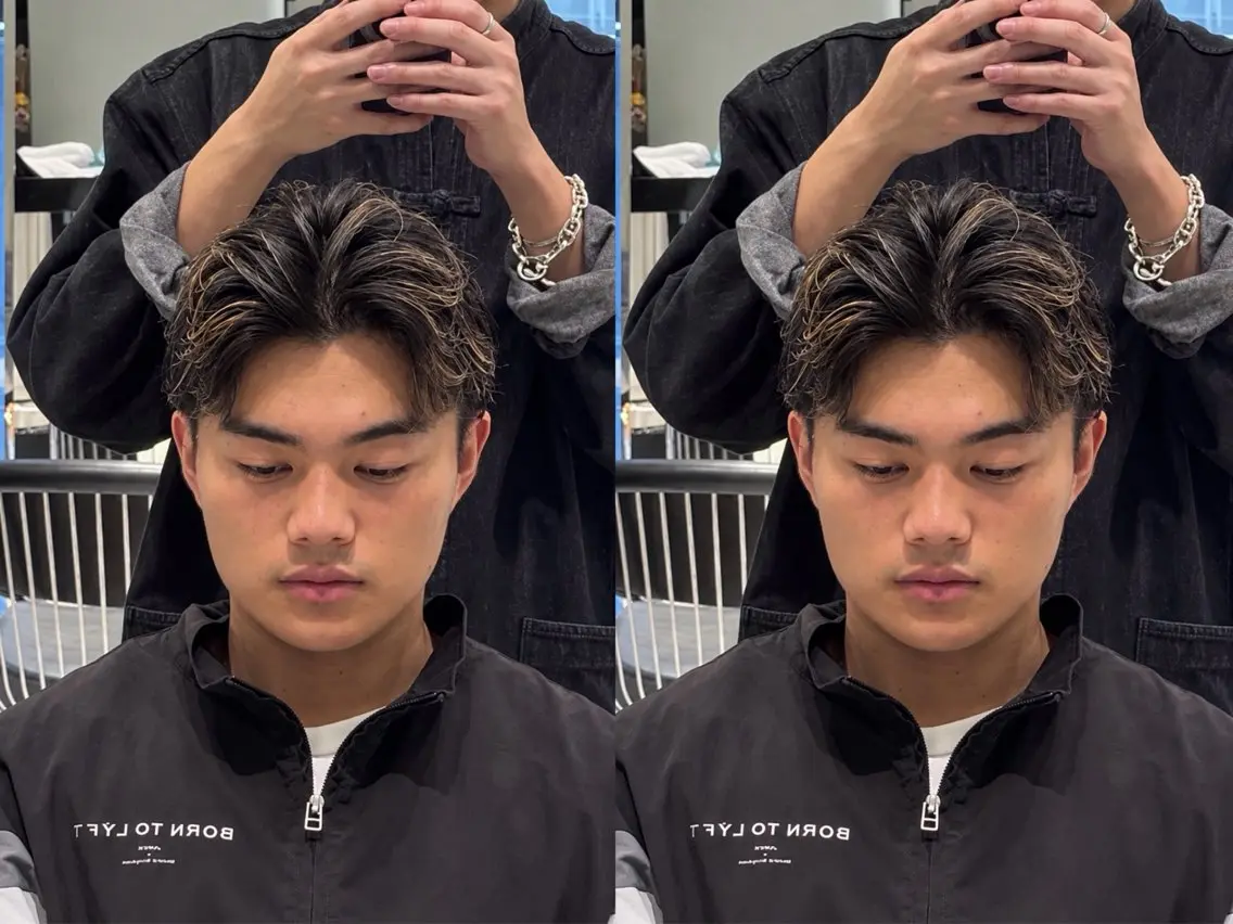 ショート パーマ メンズ カット パーマ 🎸men's🎸 毛流れパーマ/renのヘアスタイル
