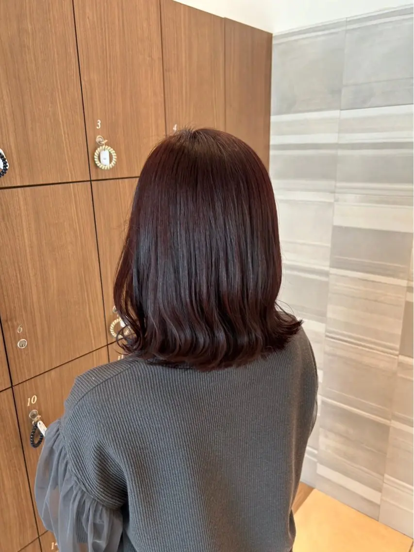 ミディアム カラー ブラウンカラー レッドカラー レッドブラウン 落合 千夏のヘアスタイル