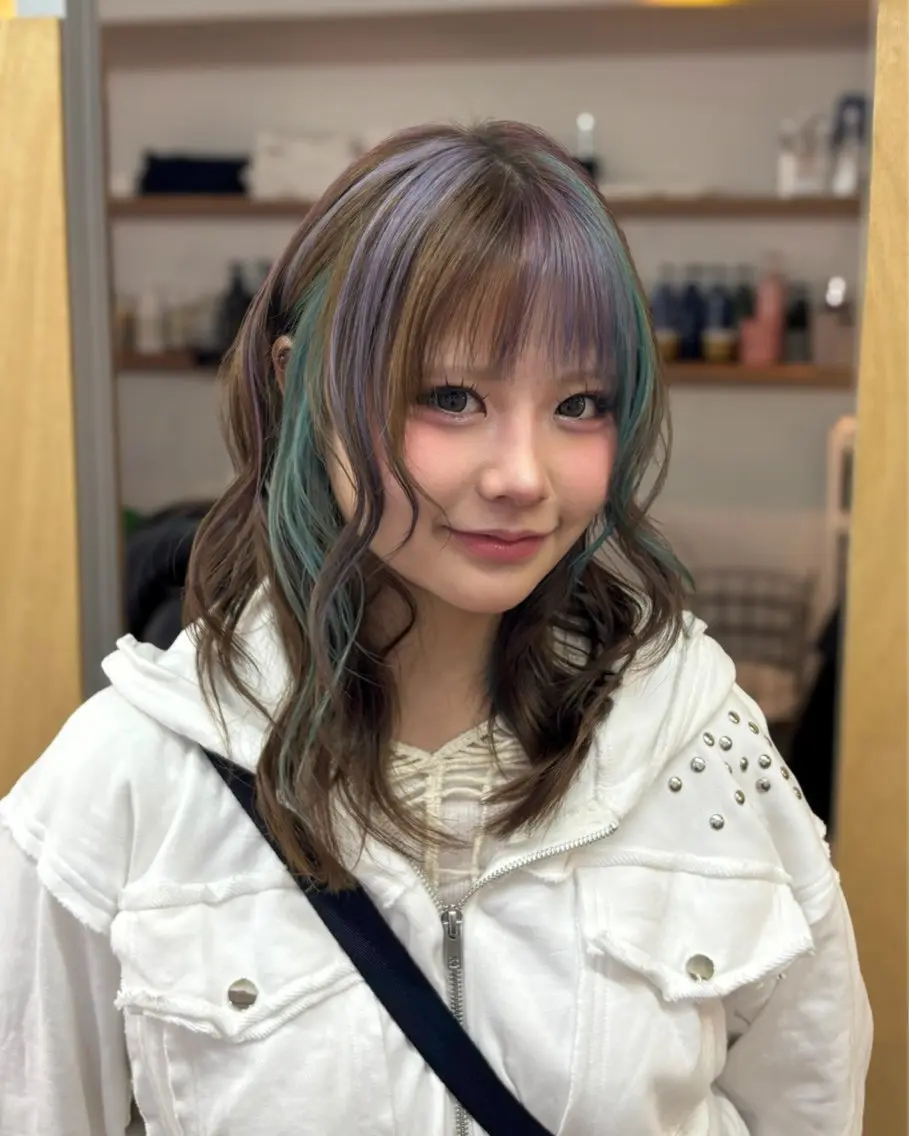 ミディアム カラー デザインカラー ヘアカラー トリートメント ナナ/大阪心斎橋/ 海外レイヤーカットのヘアスタイル