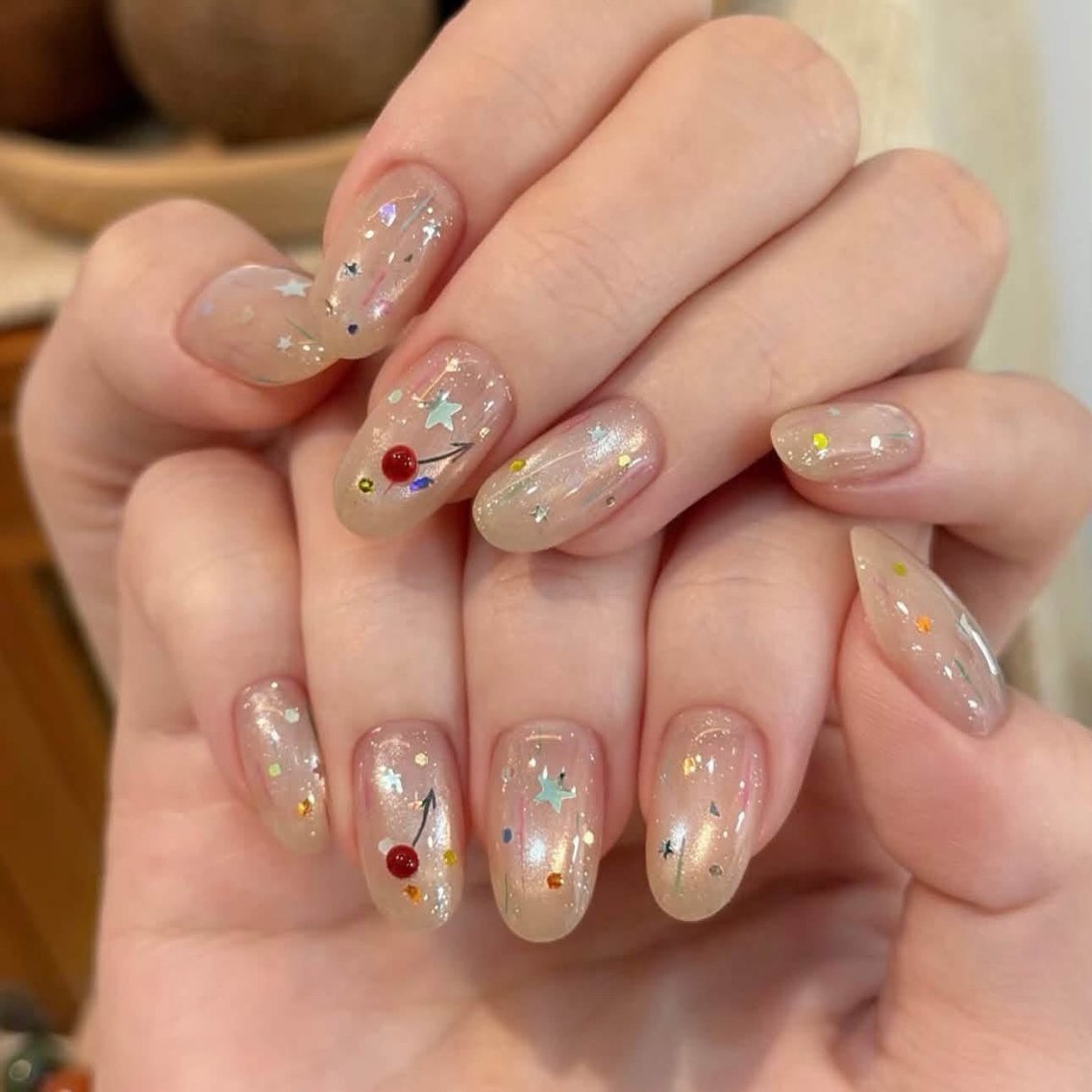 ネイル 長さ出し キラキラネイル 韓国ネイル ロングネイル 持ち込み ハンドネイル ハンドケア CHIBI NAIL SALON 船橋のネイルデザイン