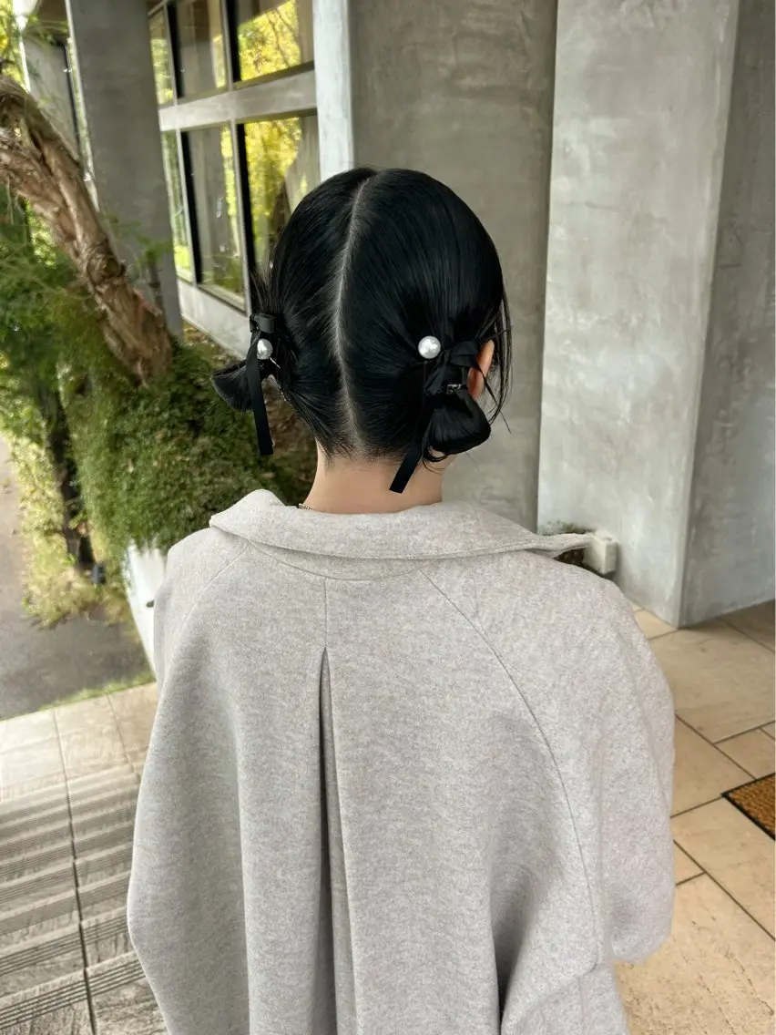 ミディアム ヘアアレンジ お団子ヘア ヘアセット lapis / soraのヘアスタイル