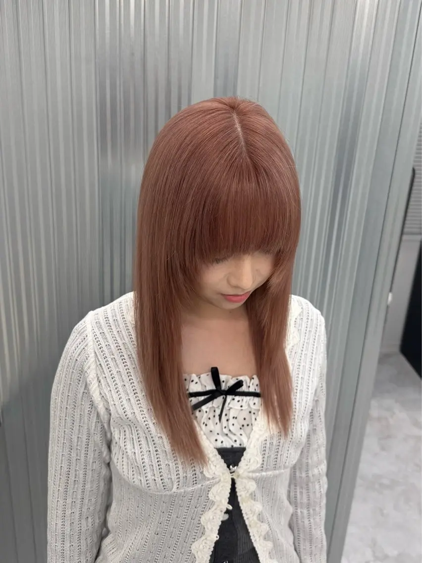 ロング カラー ベージュカラー ピンクカラー ピンクベージュ ヘアカラー トリートメント 透明感/ 艶ハイトーン/梨桜のヘアスタイル