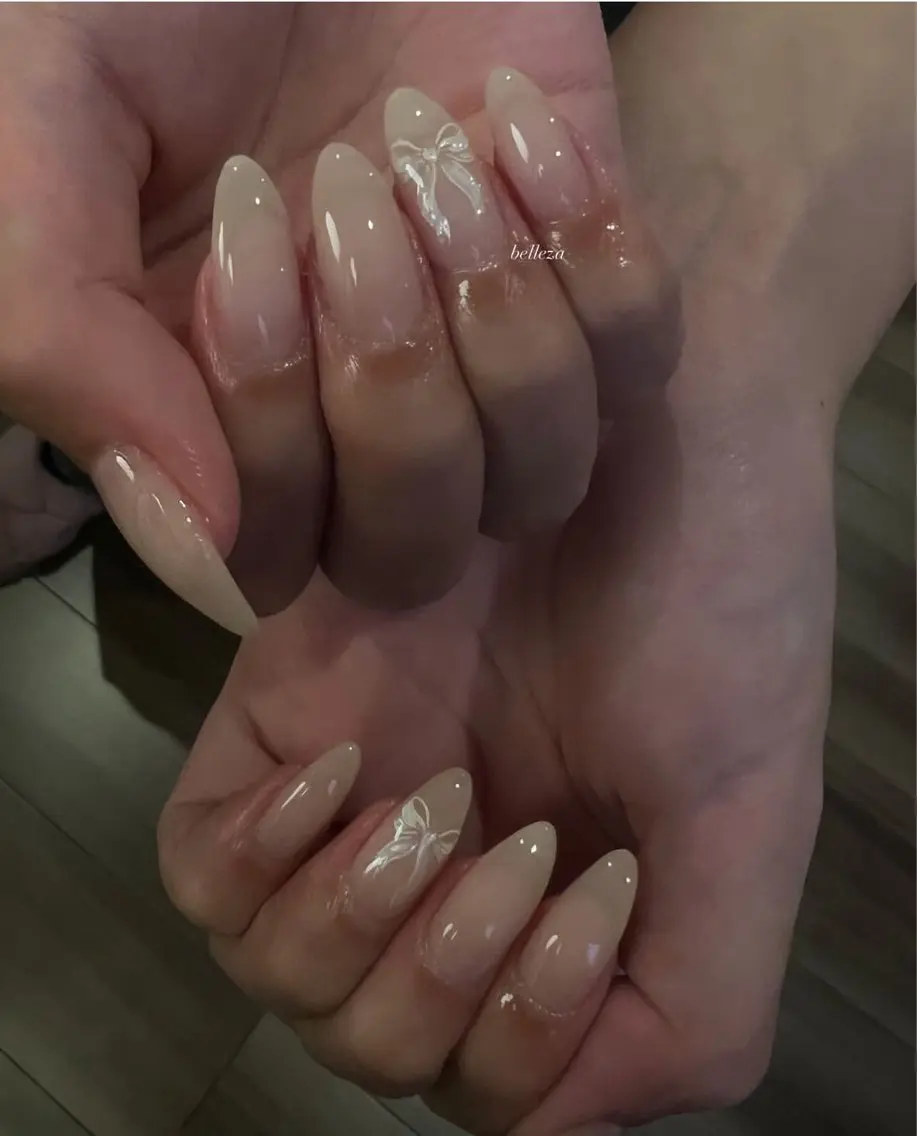 ネイル リボン ハンドネイル wax & nail bellezaのネイルデザイン