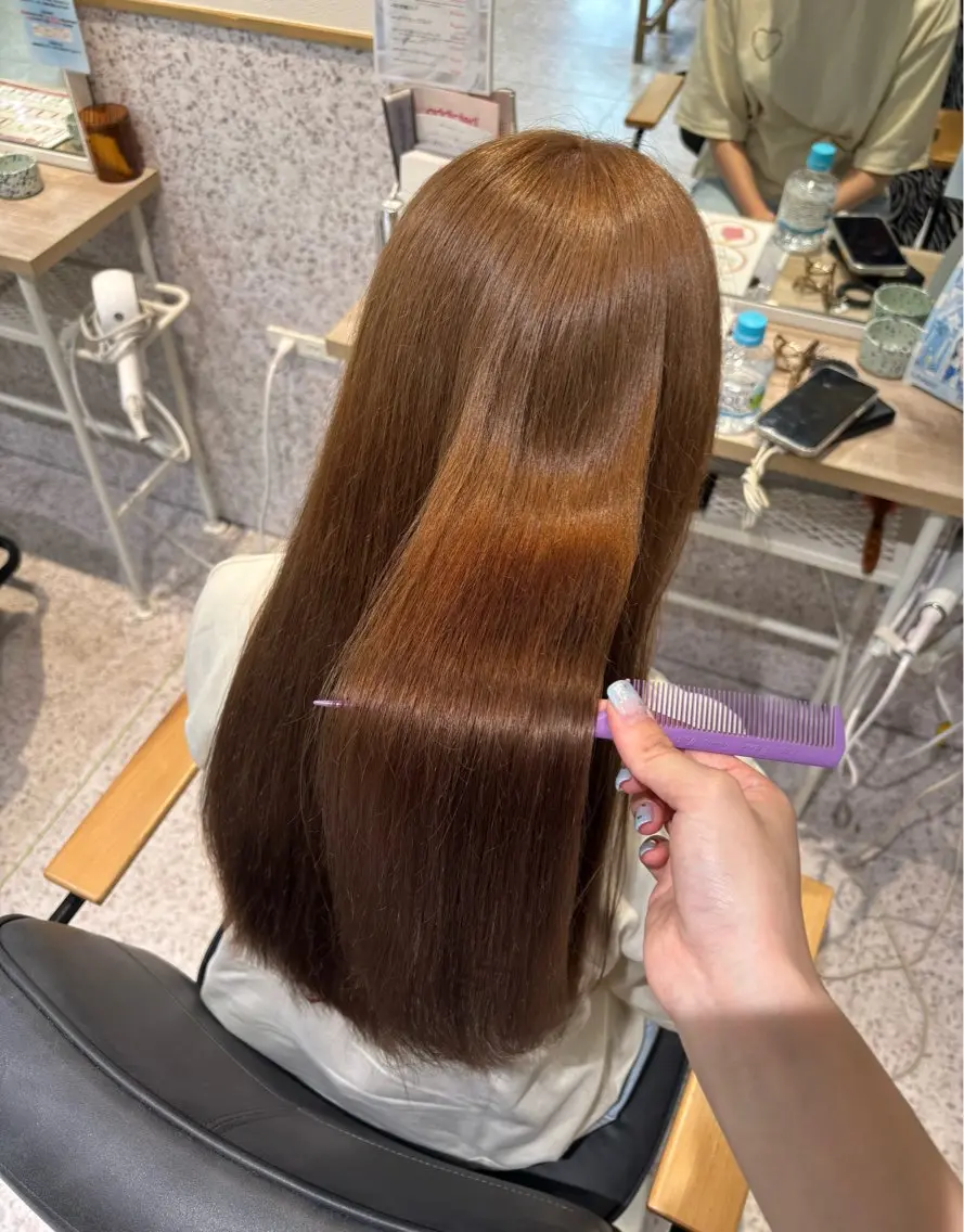 ロング カラー ベージュカラー ブラウンカラー ブラウンベージュ ダブルカラー イヤリングカラー カット ヘアカラー 暖色カラー/ パリジェンヌ💟みくのヘアスタイル