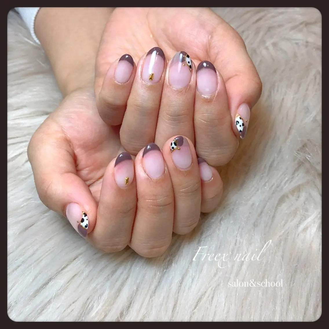 ネイル アニマル柄 フレンチネイル freex nail /ニュアンス/個性派のネイルデザイン