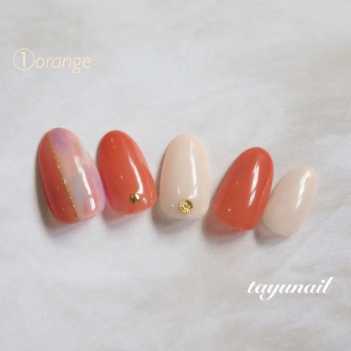 ネイル アートネイル ブルー フットネイル オレンジ シルバー ネイルサロン 【たゆnail】のネイルデザイン