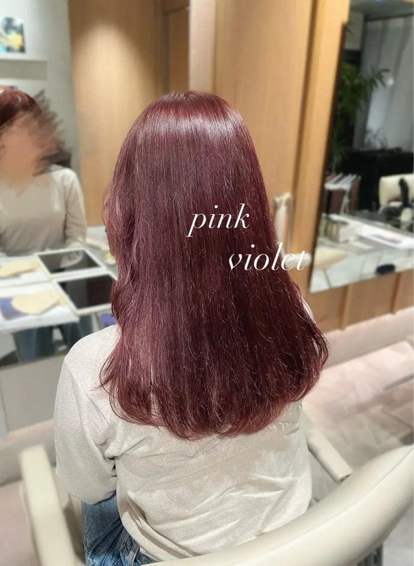 セミロング カラー ピンクカラー バイオレットカラー 柔らかgirly/ レイヤー/yuiのヘアスタイル
