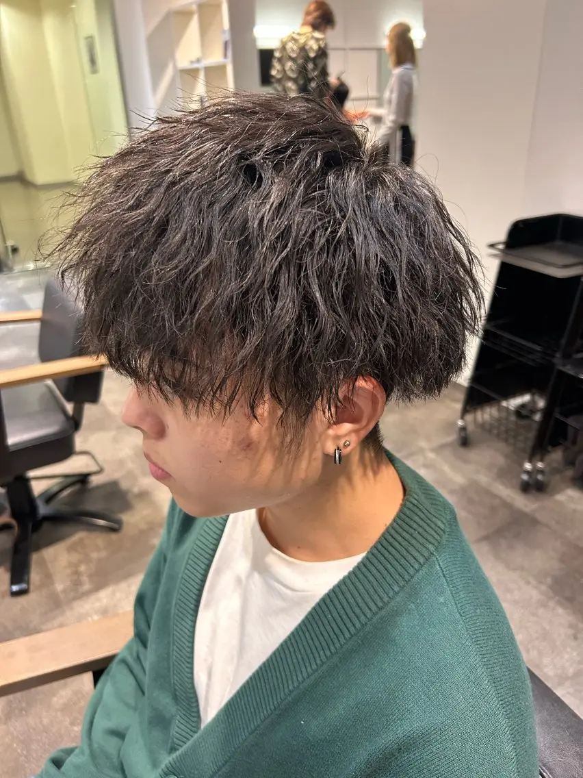 パーマ メンズ マッシュ メンズパーマ 入学式 穐田 航のヘアスタイル