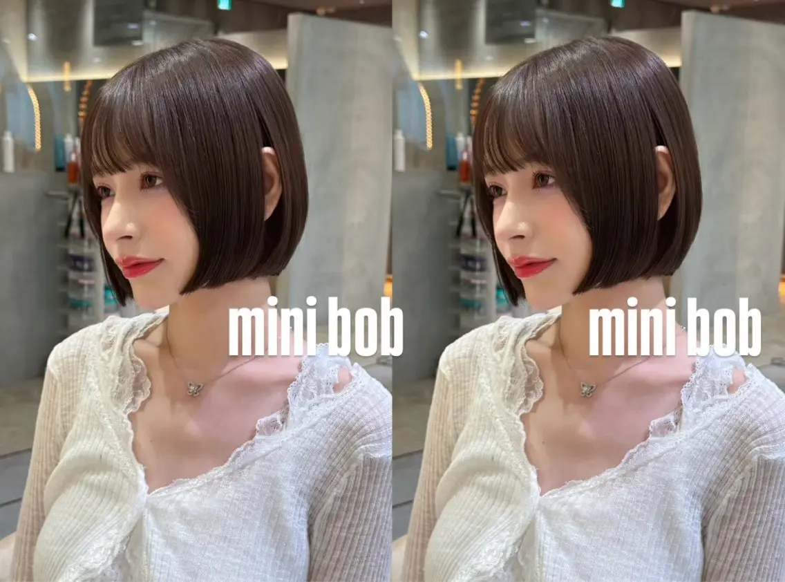 ショート ボブ ミニボブ 透明感カラー颯空🎀のヘアスタイル