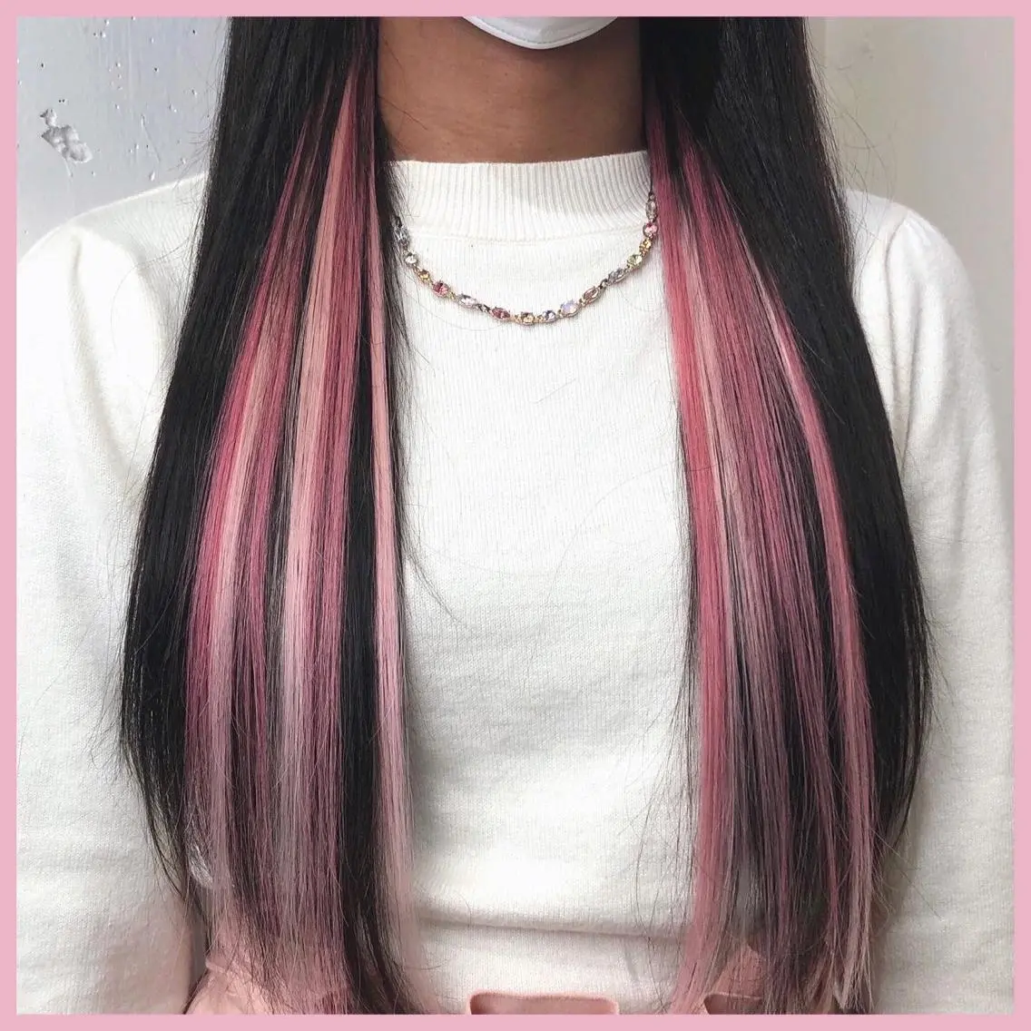 ロング カラー パーマ ヘアアレンジ 編み込みエクステ シールエクステ インナーカラー エクステ 八巻 晴香のヘアスタイル