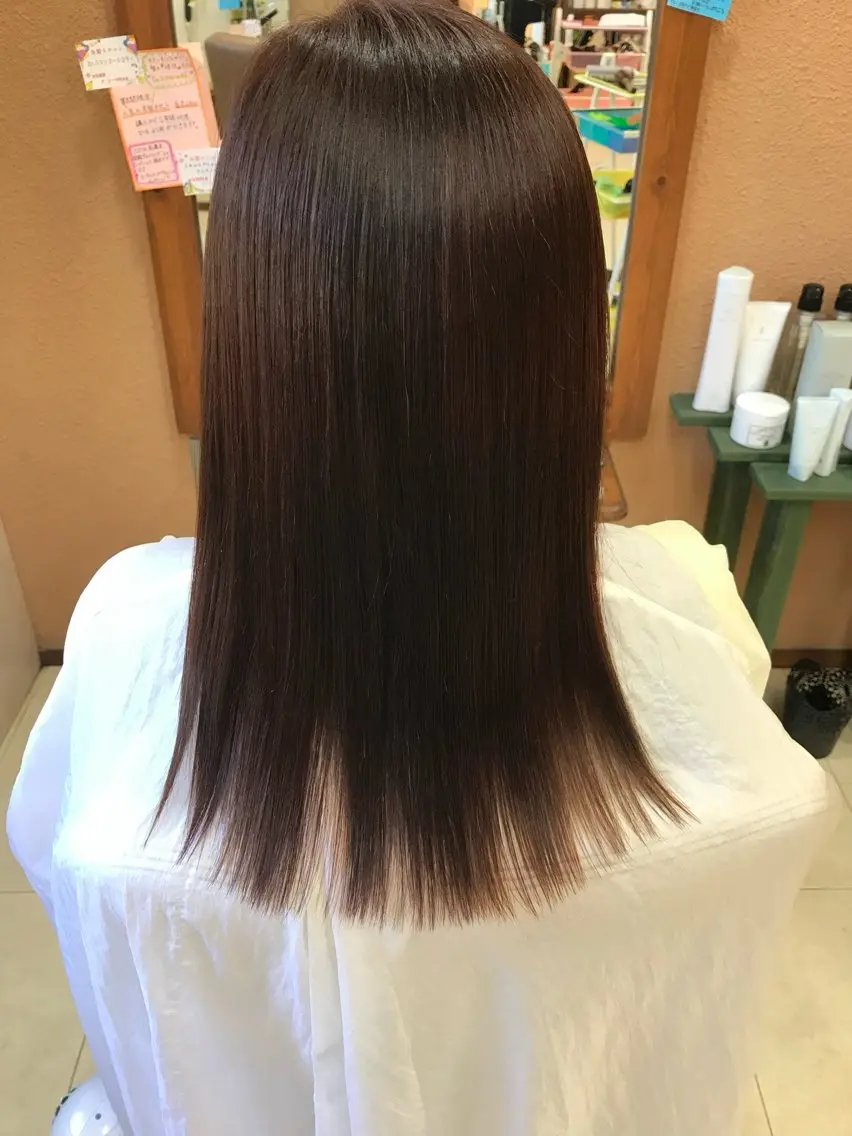 ロング カット ヘアカラー 縮毛矯正 美容室F i t✂️ ササキのヘアスタイル
