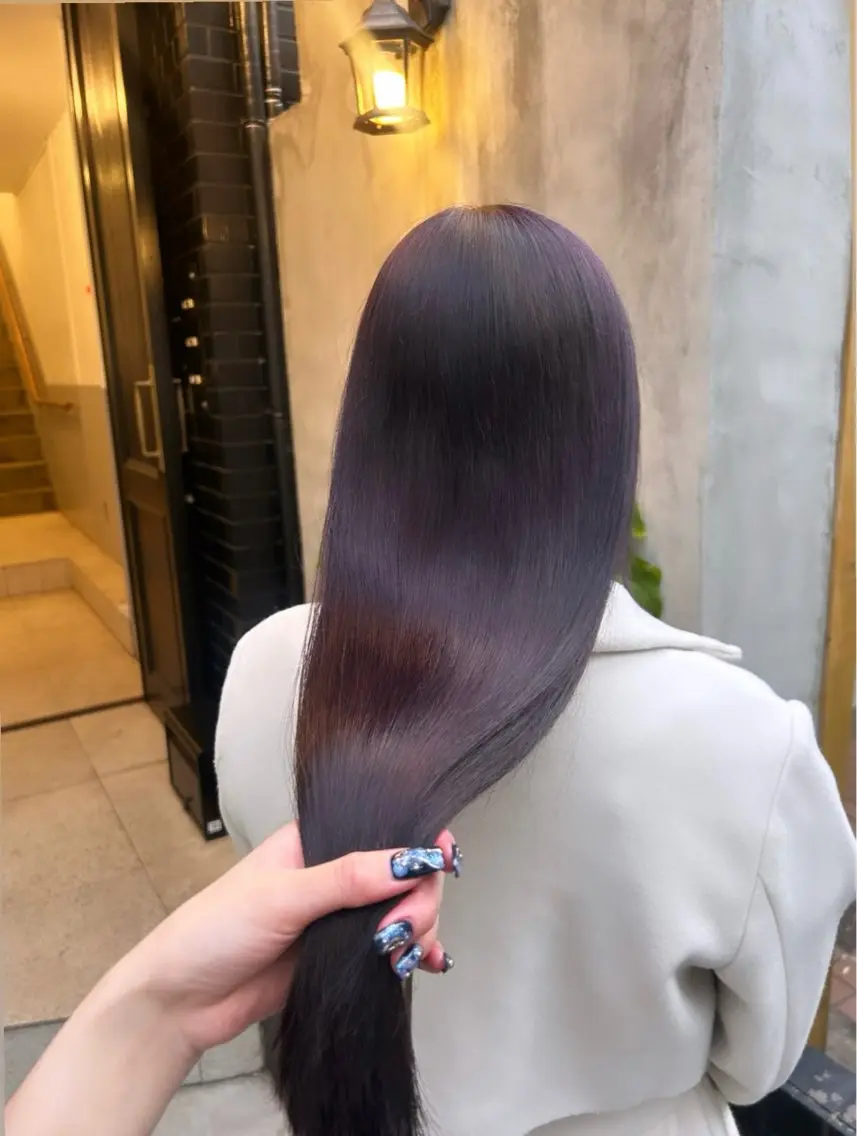 ロング カラー 🌷ラベンダーピンク 顔まわり🌷ねいろのヘアスタイル