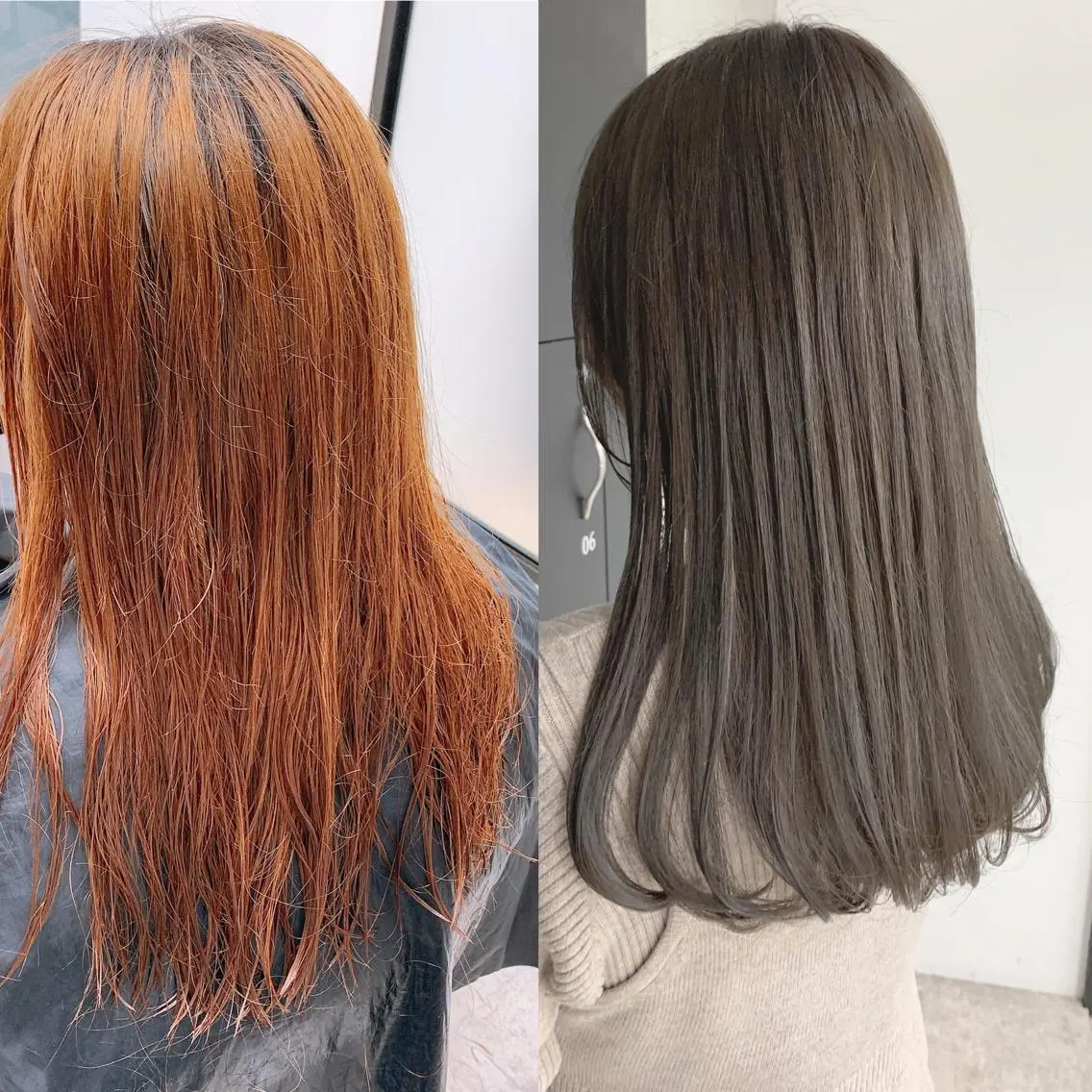 セミロング カラー アディクシーカラー アッシュ アッシュグレー バレイヤージュ ベージュカラー 前髪顔周りカット 沼田 拓斗のヘアスタイル