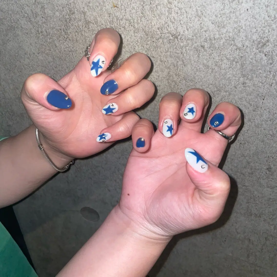 ネイル ブルー ハンドネイル 心愛 Knailのネイルデザイン