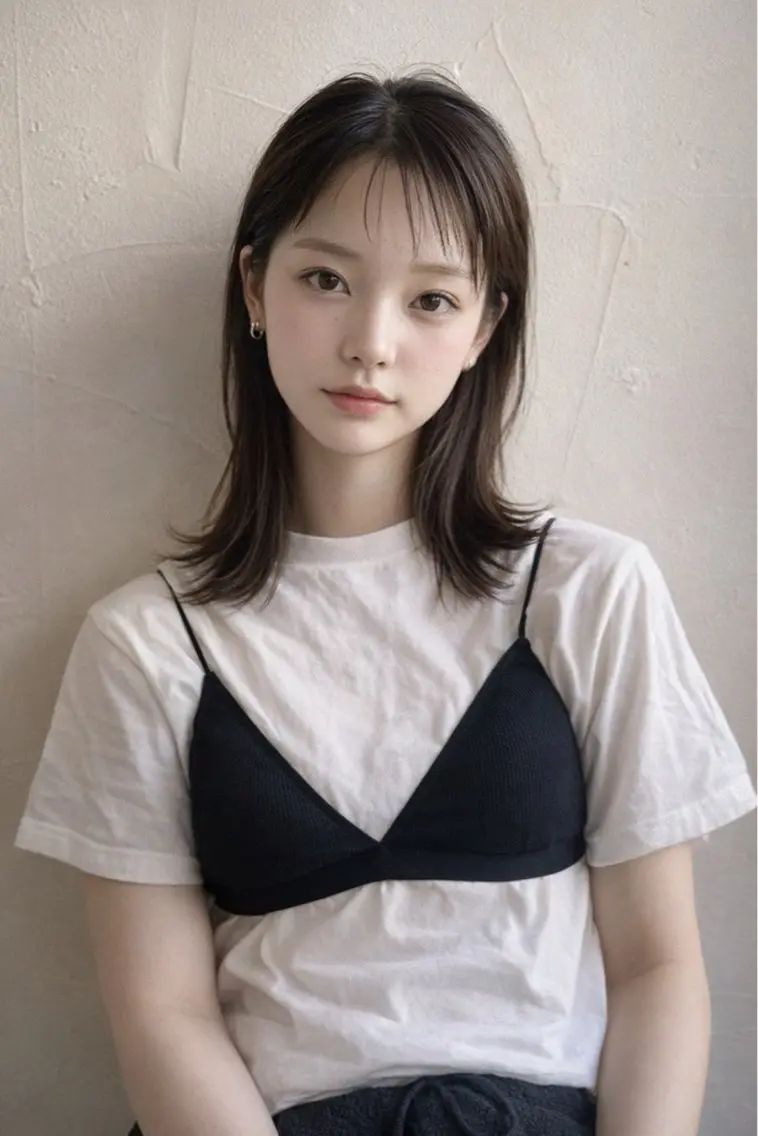 ミディアム 岡野 豪のヘアスタイル