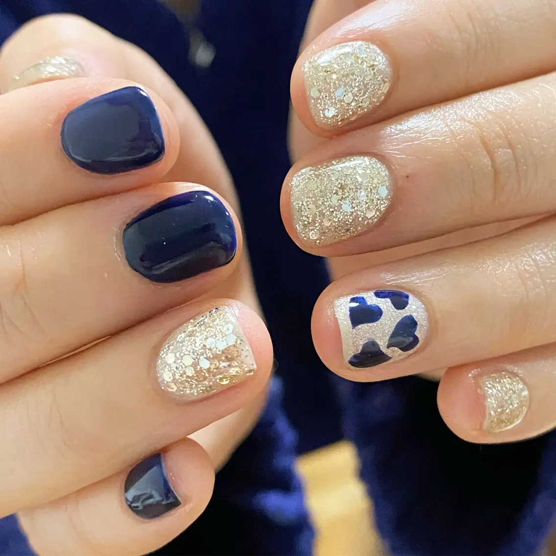 ネイル ハート ラメ(グリッター) ワンカラーネイル ハンドネイル 上野 杏菜のネイルデザイン