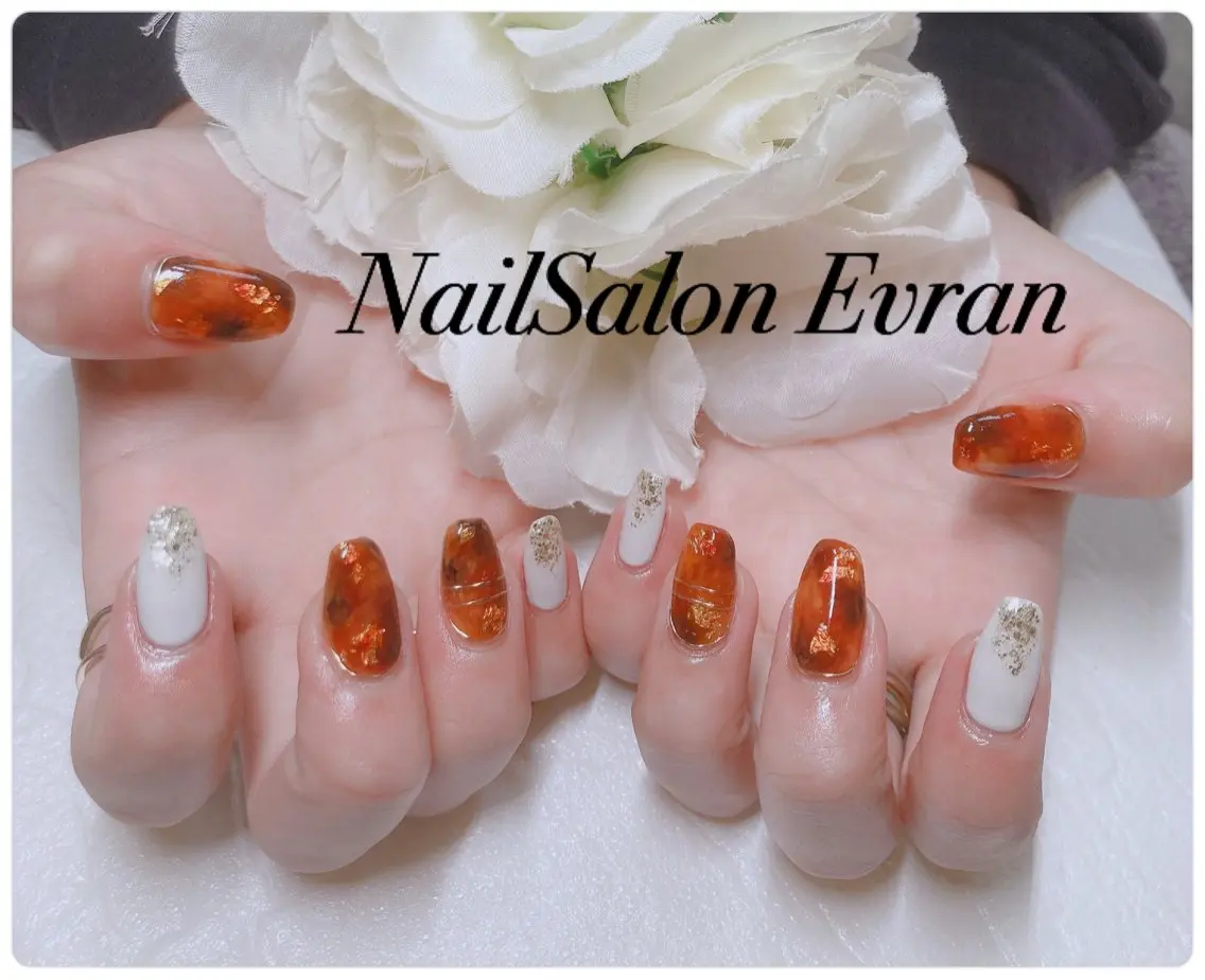 ネイル アートネイル べっ甲ネイル フレンチネイル マグネットネイル 持ち込み Nail salon Evranのネイルデザイン