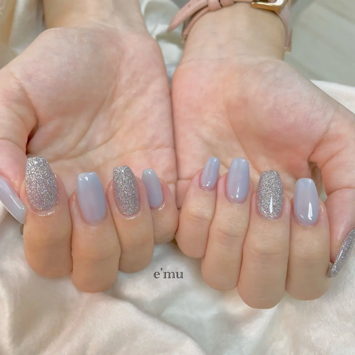 ネイル ブルー ワンカラーネイル nail salon e'mu💐のネイルデザイン