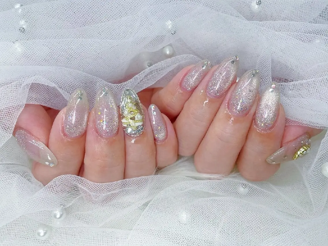 ネイル チークネイル 長さ出し フラッシュネイル フレンチネイル ジェルネイル Chouette Nailのネイルデザイン