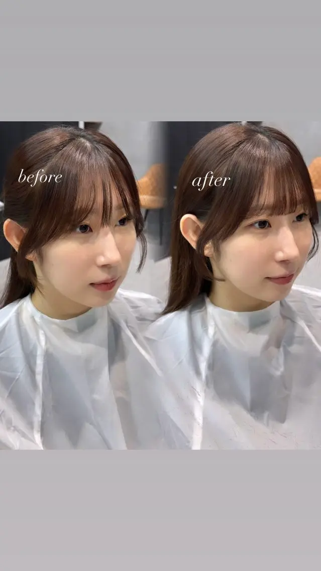カット ♡iku♡ブラウン カラー顔周りカットのヘアスタイル