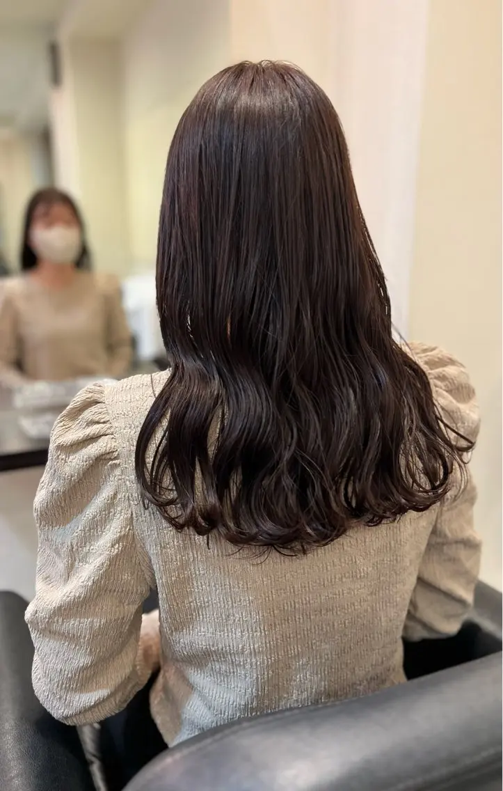 セミロング カラー 縮毛矯正/ レイヤー/ミディアムのヘアスタイル