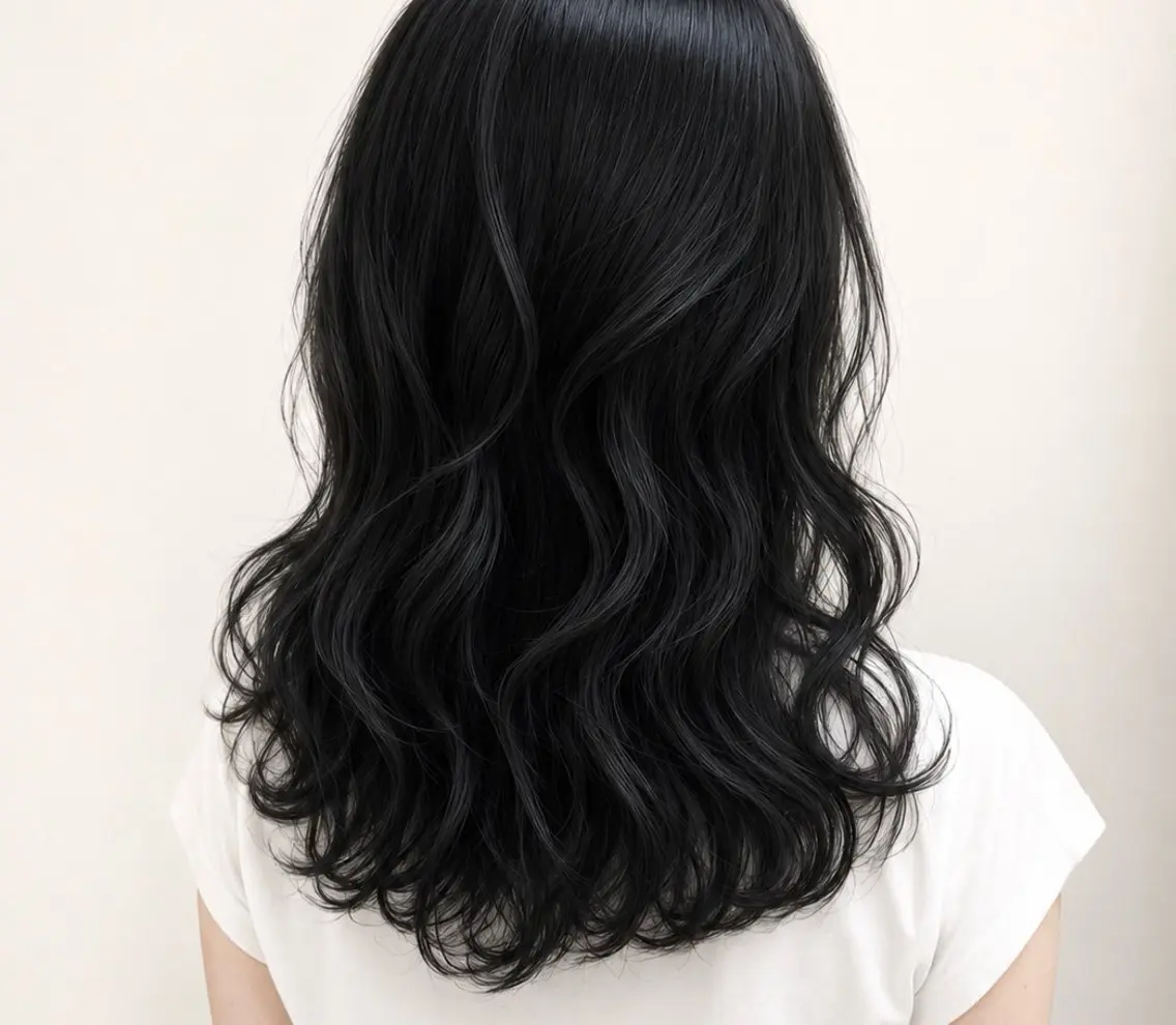 黒髪ヘアカラー🌈［ミディアム］の写真
