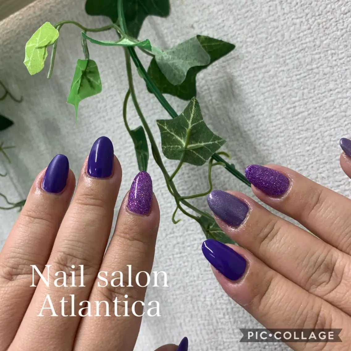 ネイル ラメ(グリッター) マットネイル ミラーネイル パープル ハンドネイル Nail salon ✩ アトランティカのネイルデザイン