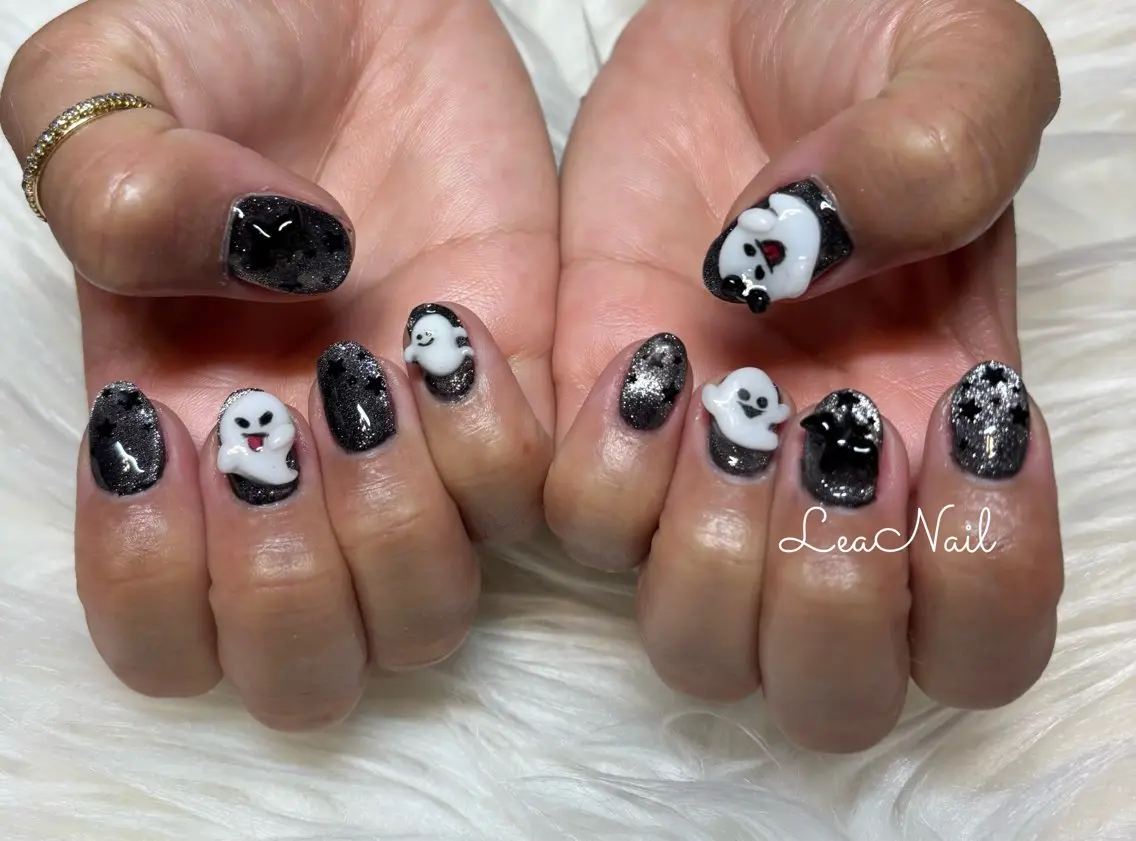 ネイル ハロウィン マグネットネイル Lea Nailのネイルデザイン