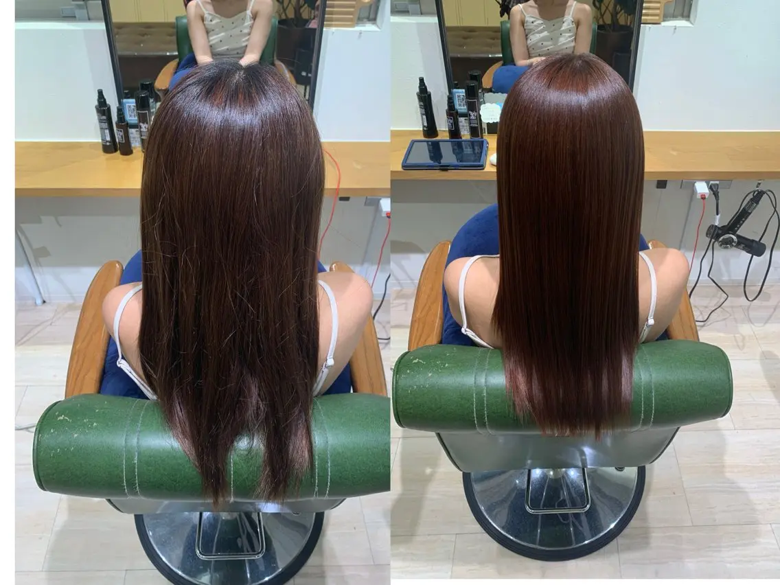 ロング カラー オレンジ トリートメント パラッチ MIKAのヘアスタイル