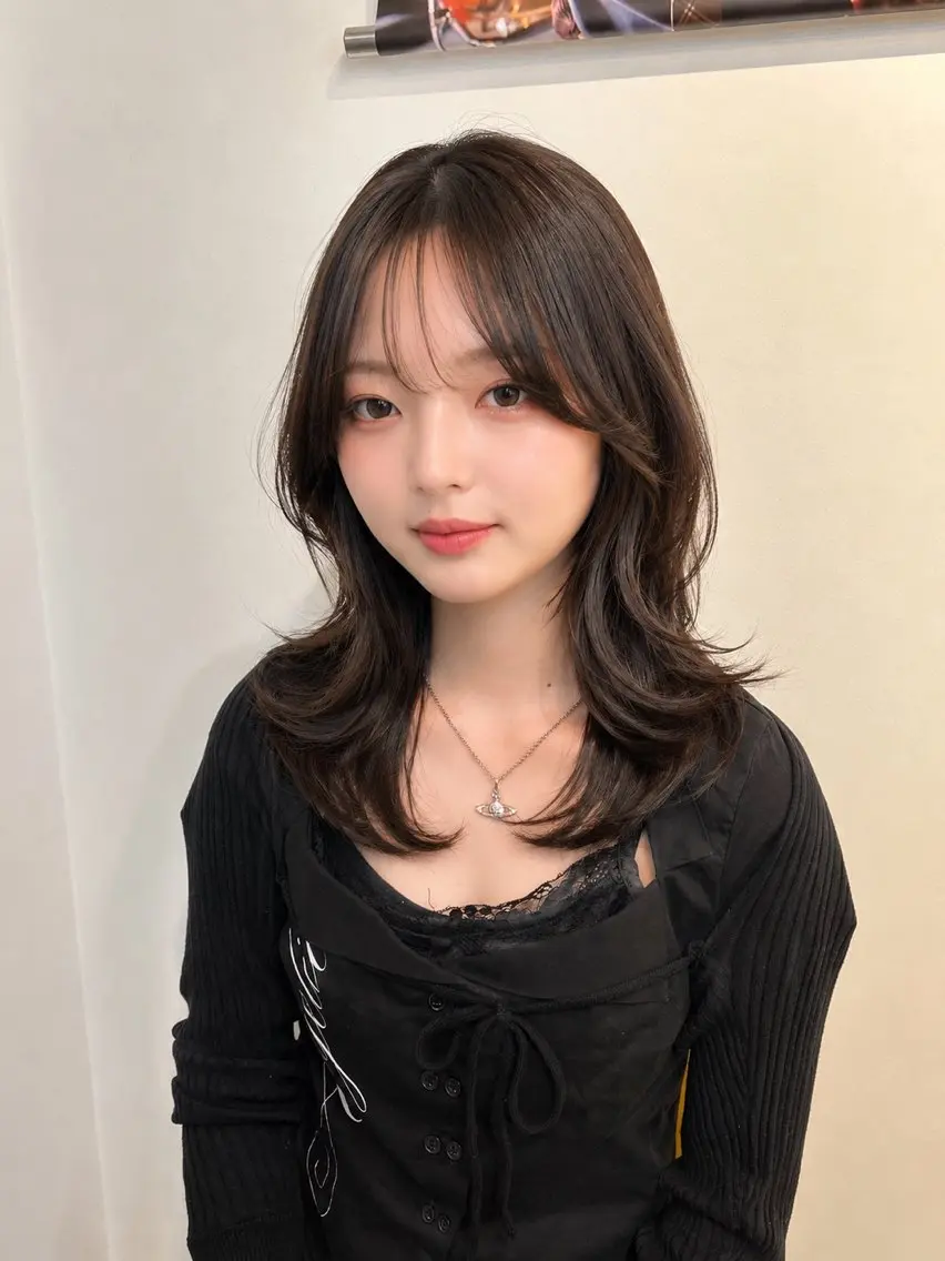 セミロング カット ヘアカラー トリートメント ✂韓国レイヤー 🦋みやび🪽のヘアスタイル