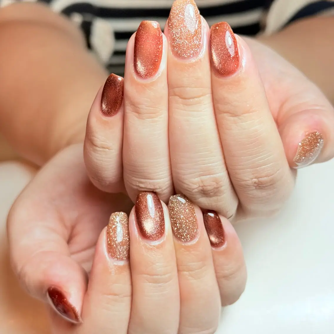 ネイル チークネイル フレンチネイル グラデーション キラキラネイル 韓国ネイル ハンドネイル Risa_ Nailのネイルデザイン