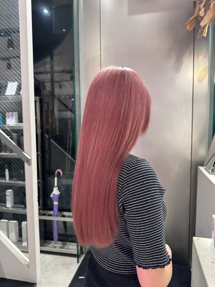 ロング カラー ブリーチ ピンクカラー mao/天神ブリーチ ハイトーンカラーのヘアスタイル