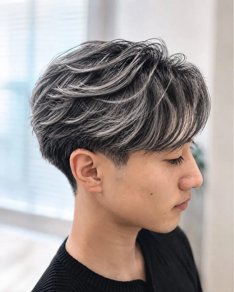 ミディアム カット ヘアカラー トリートメント ヘアセット 横浜メンズブリーチ カラー/YUYAのヘアスタイル