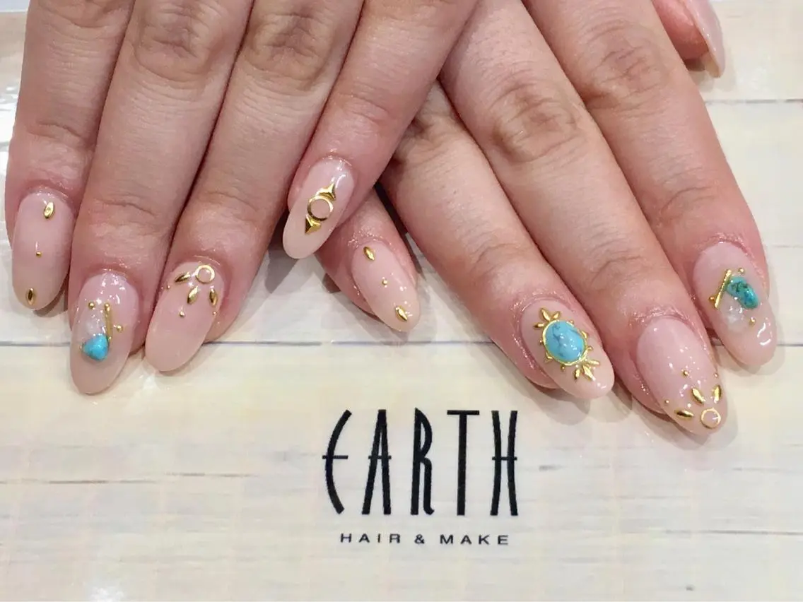 ネイル クリアネイル ピンク ストーンネイル ハンドネイル 佐藤 まりえのネイルデザイン