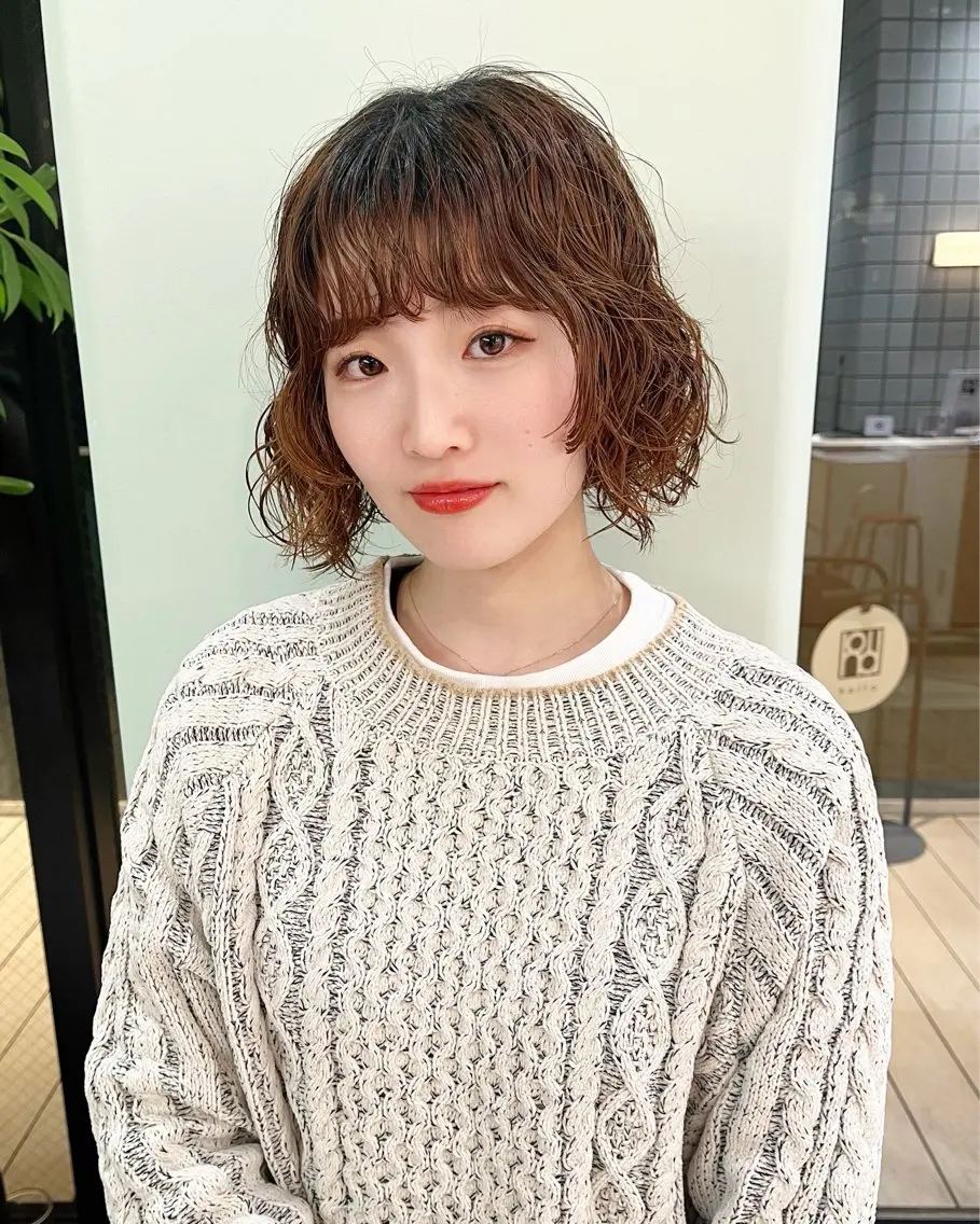 ショート パーマ ボブ ニュアンスパーマ カット パーマ 似合わせパーマ/ kazuのヘアスタイル