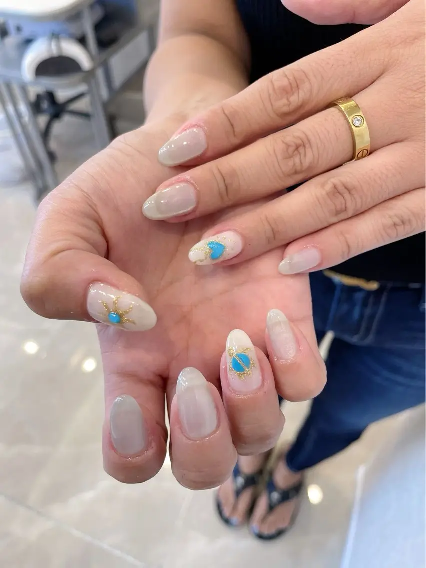 ネイル アートネイル フットネイル ジェルネイル ハート マグネットネイル babarla Nailのネイルデザイン