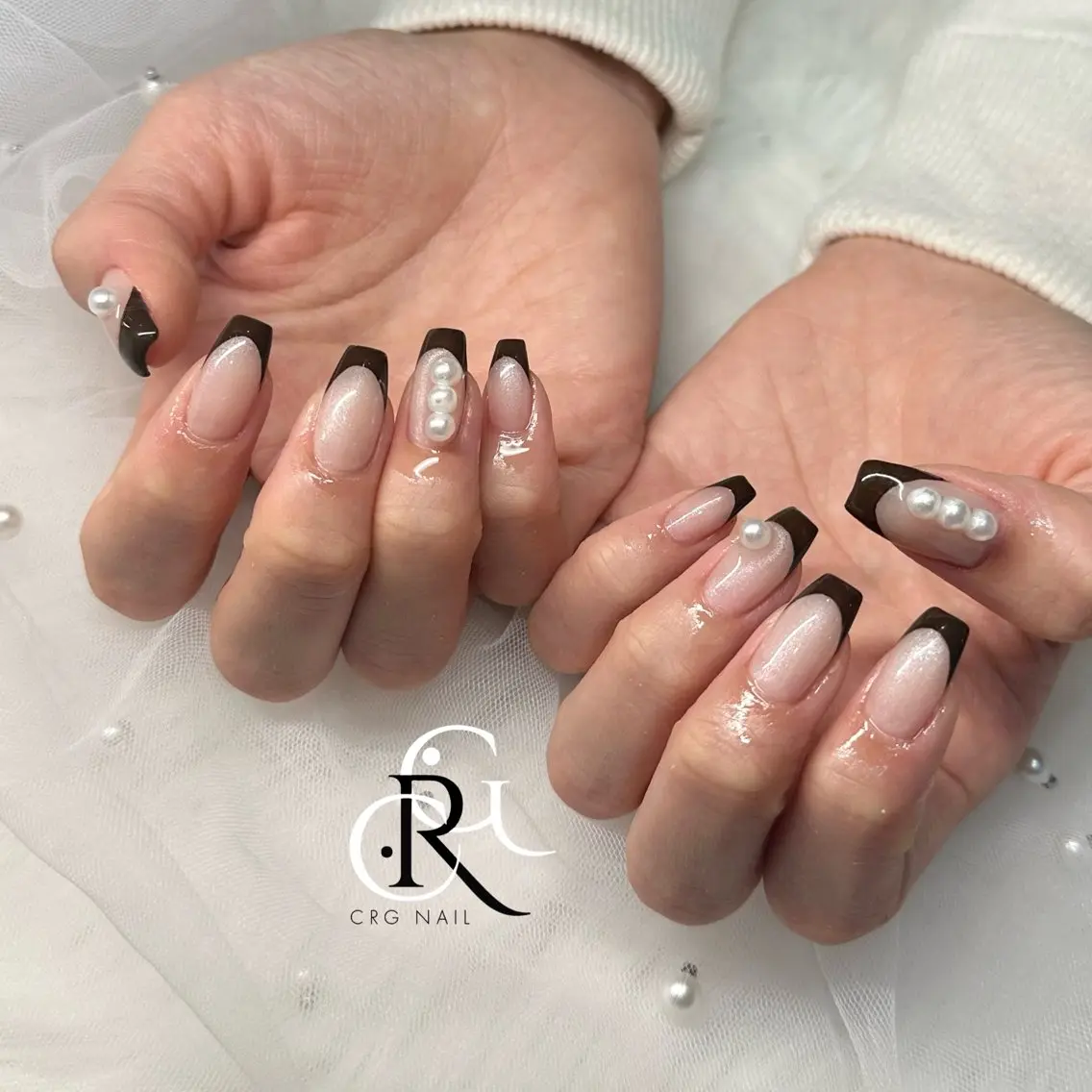 ネイル ブラウン フレンチネイル ハンドネイル RURI トレンド スカルプ/美フォルムのネイルデザイン