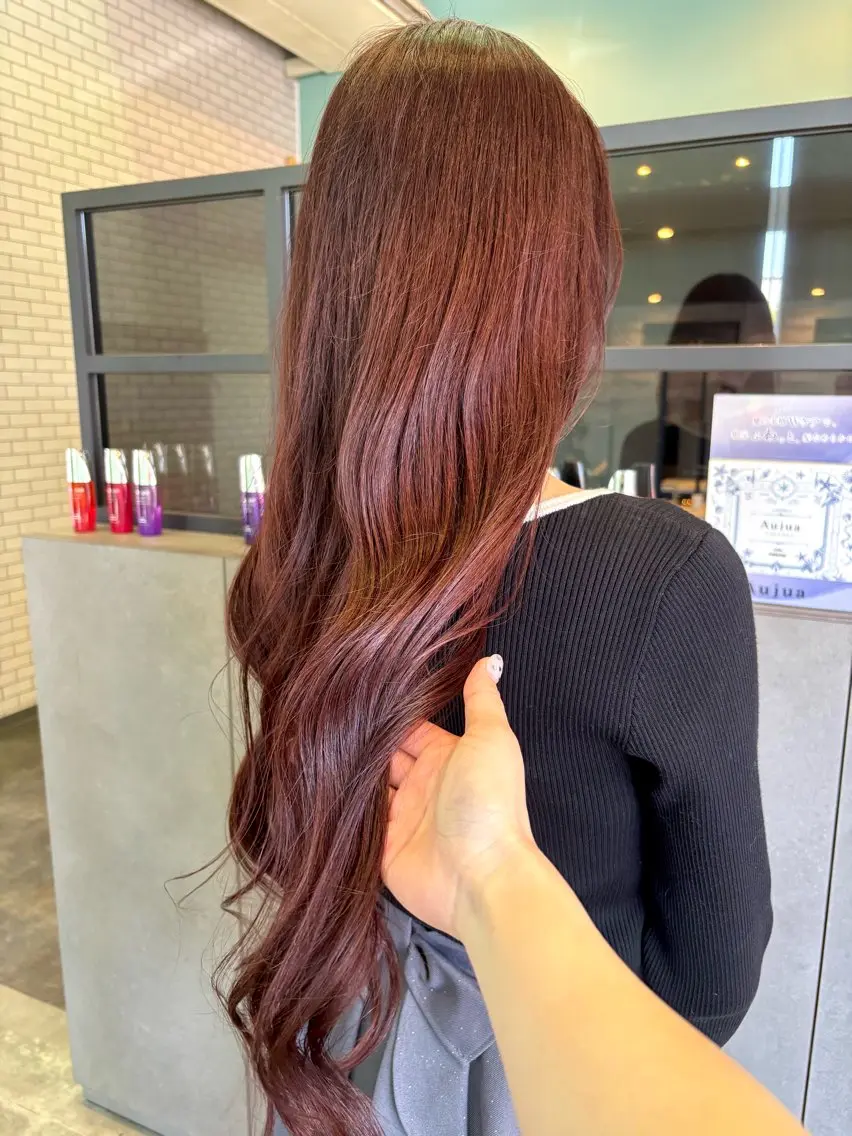 ロング カラー ブリーチ ブラウンカラー レッドカラー レッドブラウン ヘアカラー 古田 穂香/似合わせカラーのヘアスタイル