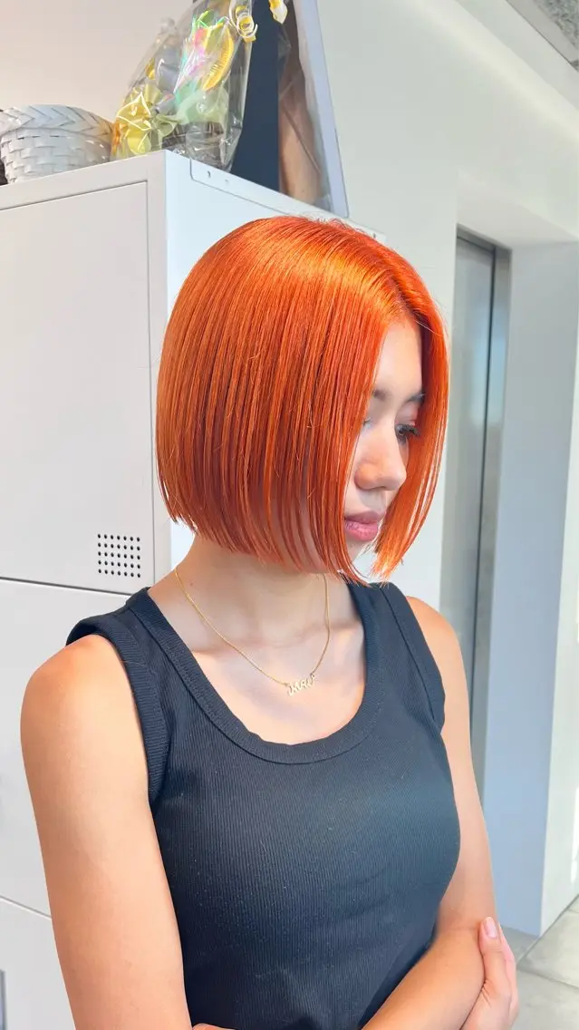 ショート カラー オレンジ カット ヘアカラー トリートメント 赤みゼロ/透明感 カラー🌿KANTAのヘアスタイル