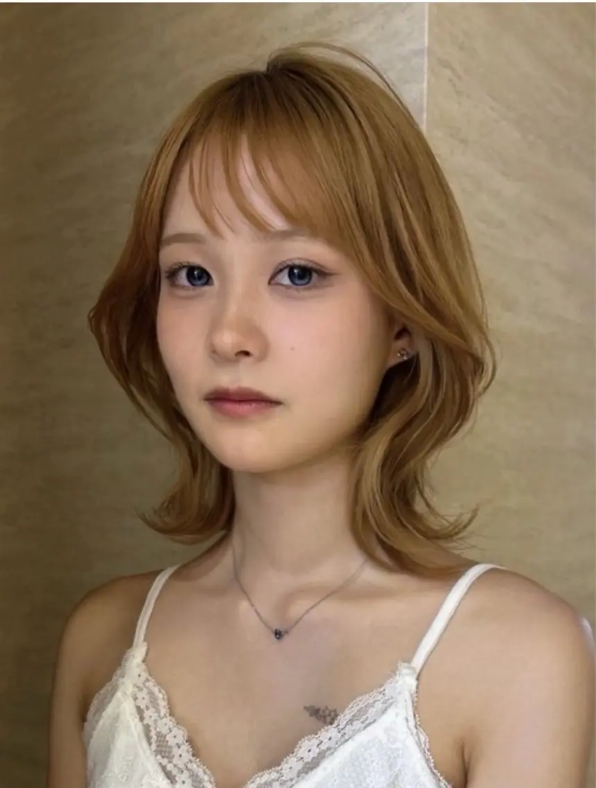 ミディアム カラー カット ヘアカラー トリートメント 大人韓国レイヤー🫧 暖色カラー/はるのヘアスタイル