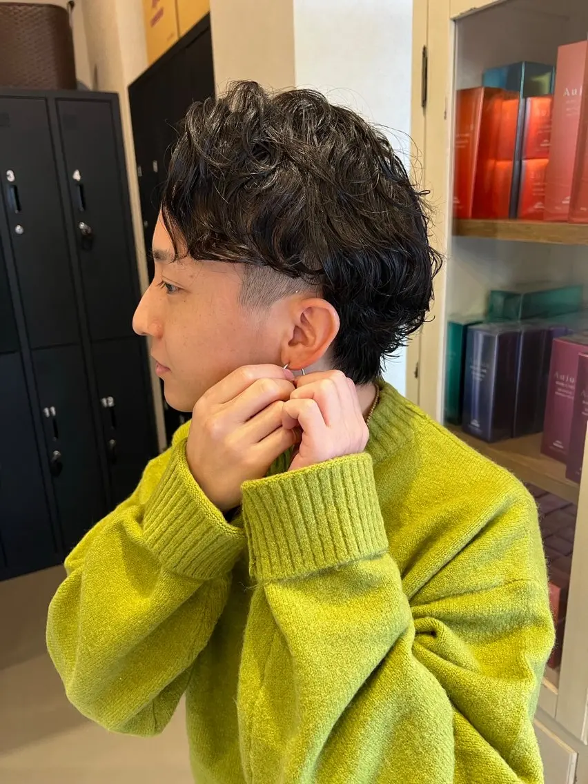 パーマ メンズ カット パーマ 奥谷 魁士のヘアスタイル