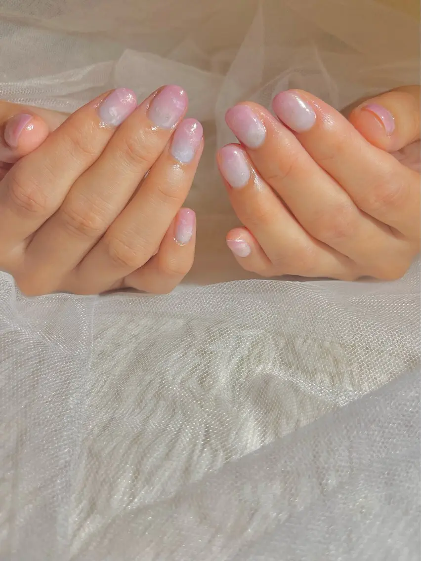 ネイル ブルー グラデーション ワンカラーネイル ピンク nanairo nailのネイルデザイン