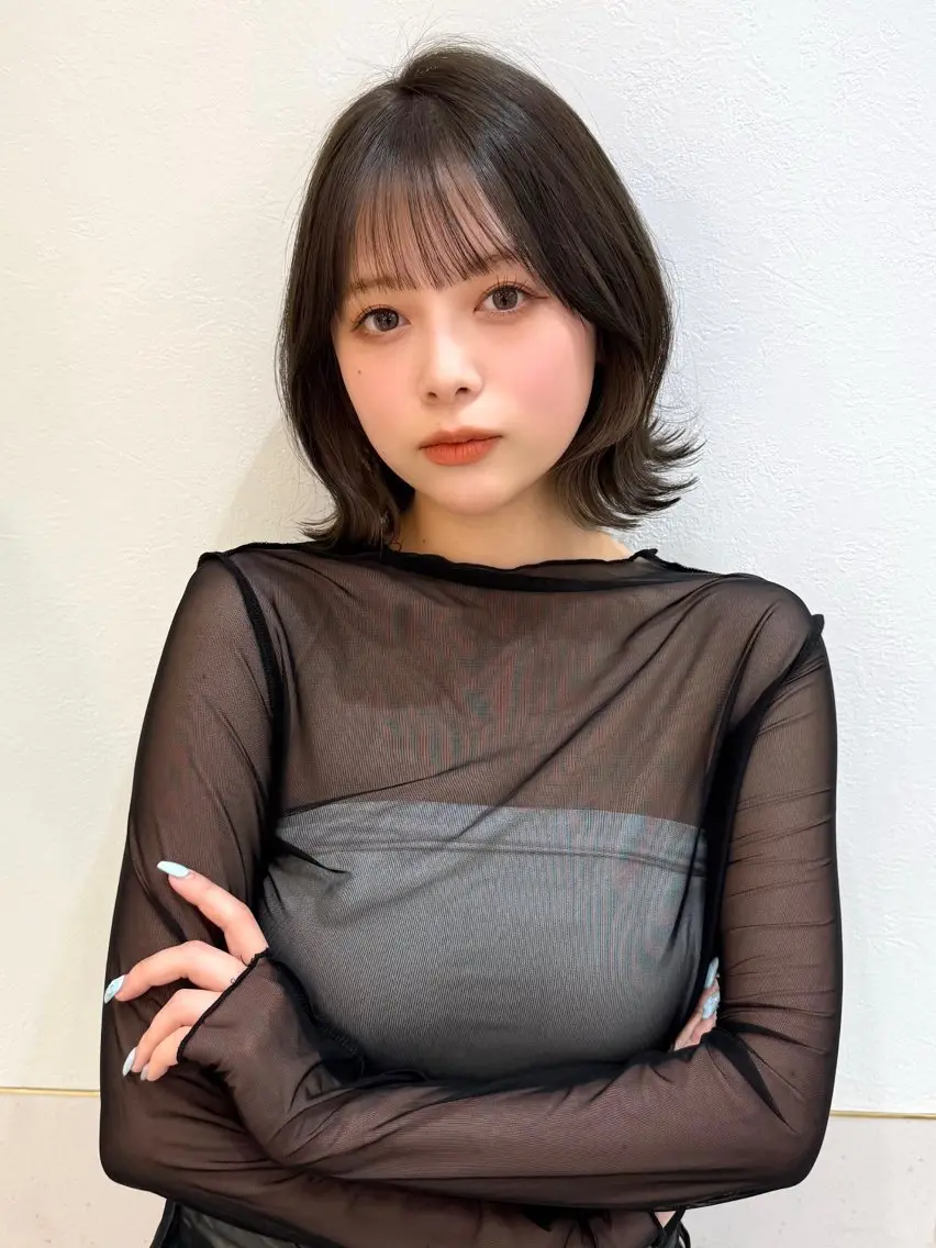 ミディアム カット ヘアカラー トリートメント 新宿/髪質改善/ボブ 韓国レイヤー大重聖斗のヘアスタイル