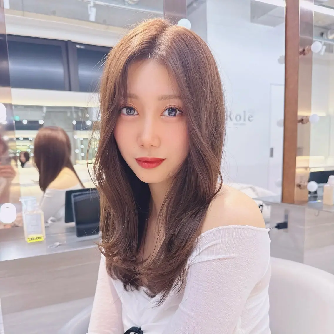 セミロング カラー 透明感カラー 顔まわりレイヤー 髪質改善 韓国風ヘア レイヤーカット カット ヘアカラー トリートメント ✨レイヤー/韓国 /✨ヘア山下　遥のヘアスタイル