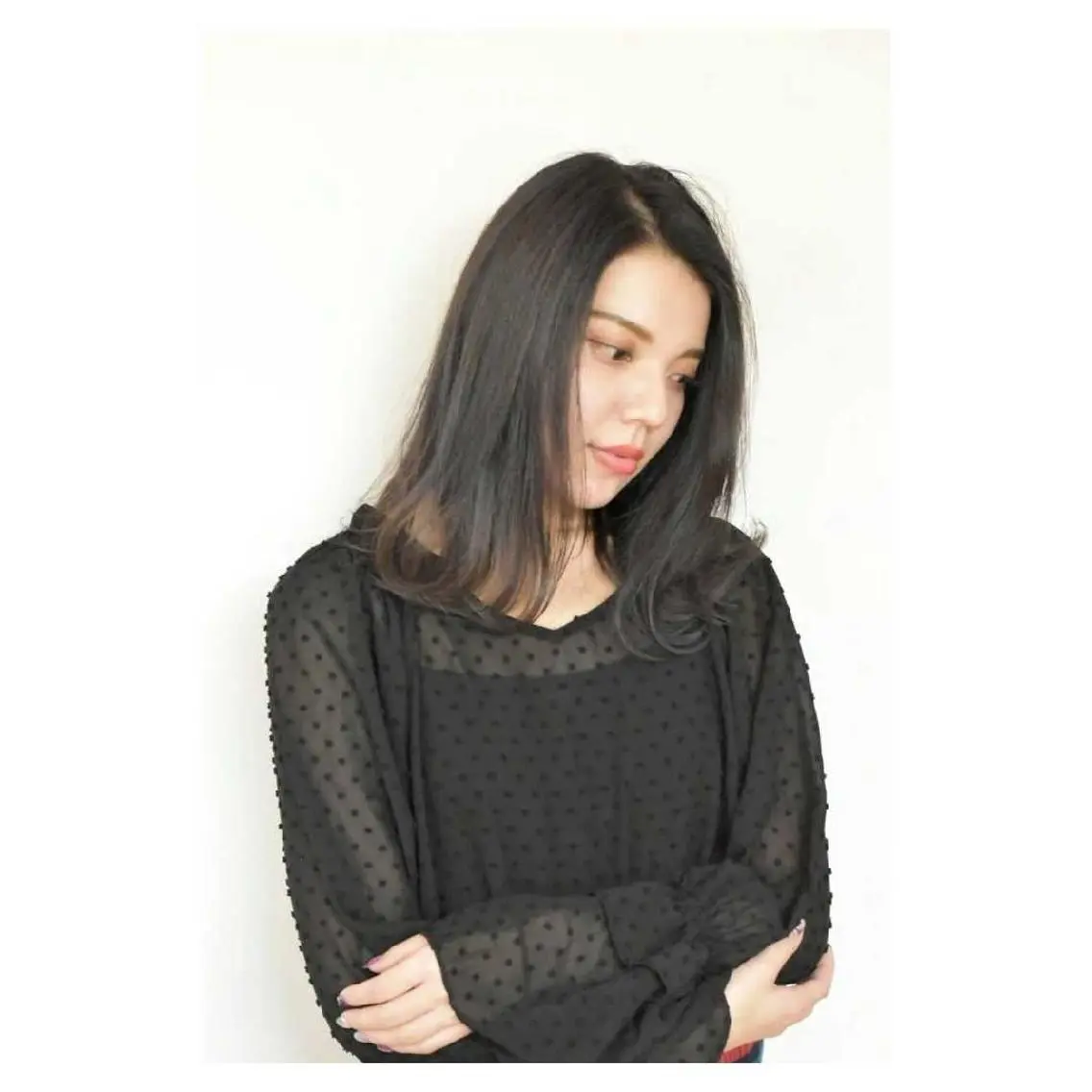 セミロング カラー 透明感カラー グレージュ 原田 祥彰のヘアスタイル