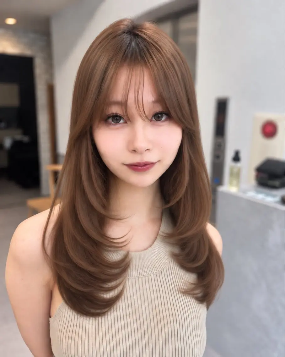 セミロング カラー レイヤーカット カット ヘアカラー レイヤー/縮毛矯正 /新宿/佐藤巧己✨のヘアスタイル