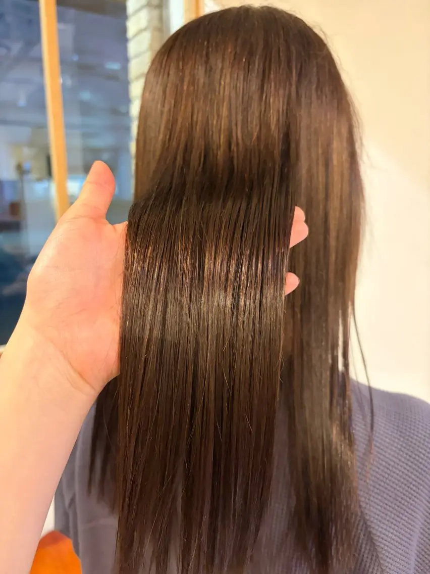 ロング カラー ブラウンカラー オリーブブラウン 木田 絢子のヘアスタイル