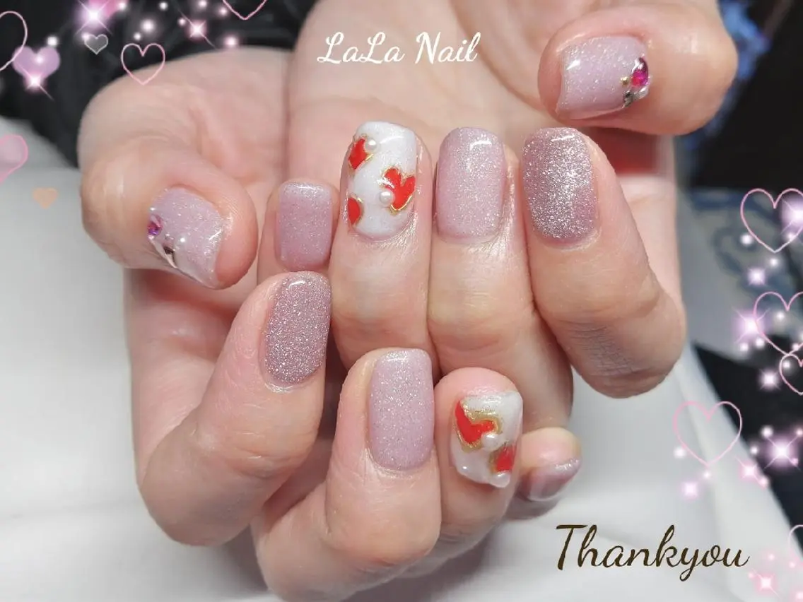 ネイル ハート バレンタイン LaLa Nailのネイルデザイン