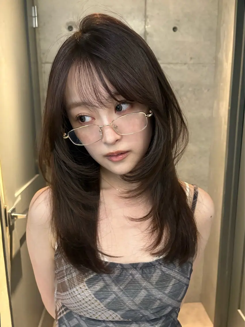 セミロング カラー カット ヘアカラー トリートメント Saki/レイヤー/ 柔色カラー/顔まわりのヘアスタイル